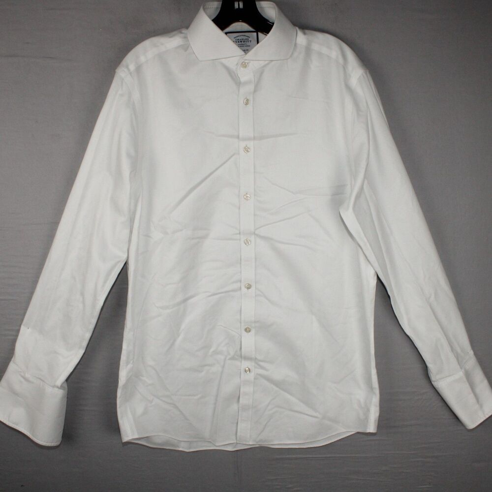 Charles Tyrwhitt White Non Iron Extra Slim Fit Dress Shirt 16 35 French Cuff